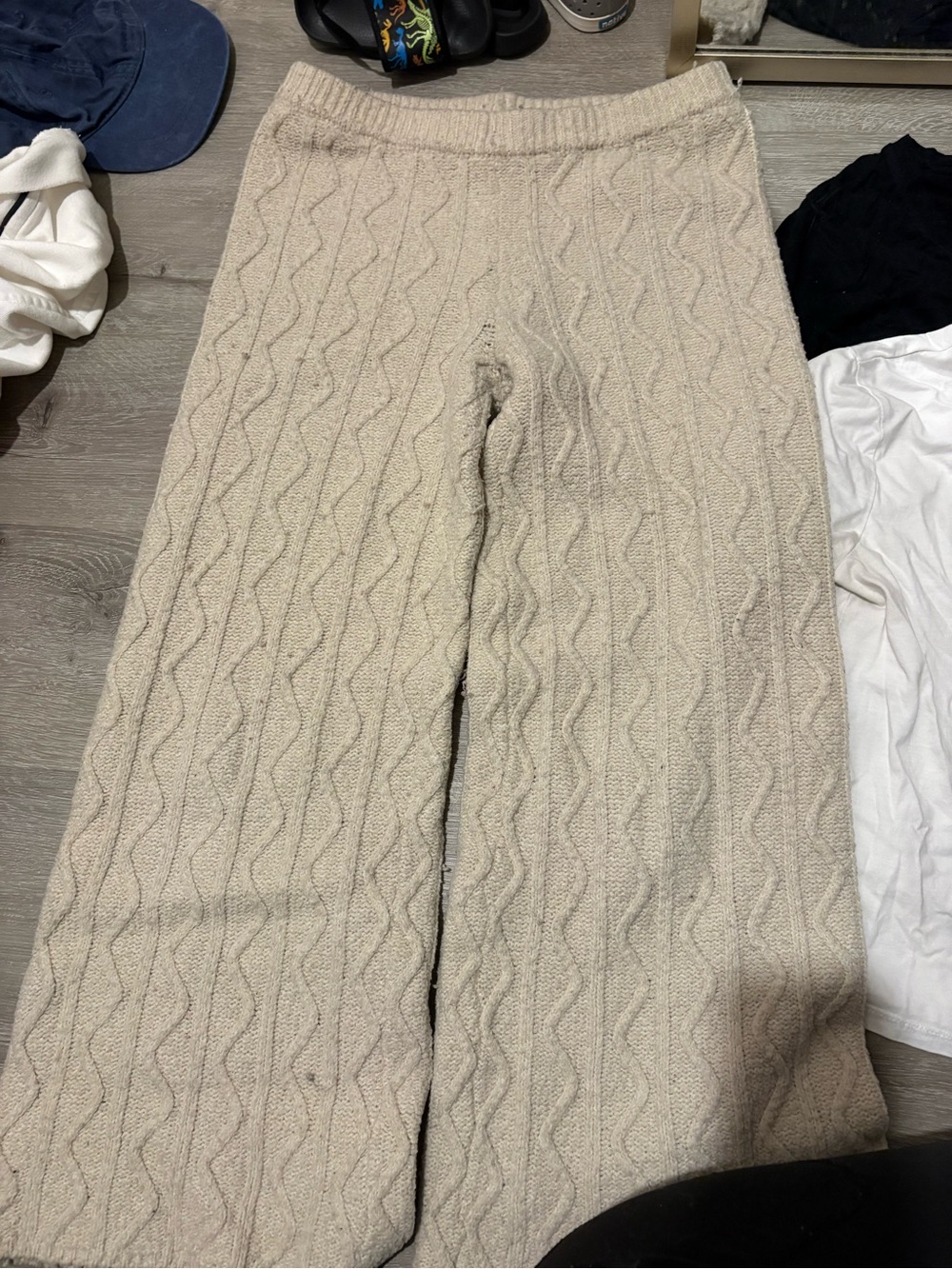 Zara Cream Cable-Knit Lounge Sweatpants